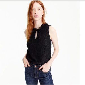 J.Crew Lace Ruffle-neck Top Shirt Blouse Lined H2203 BLACK